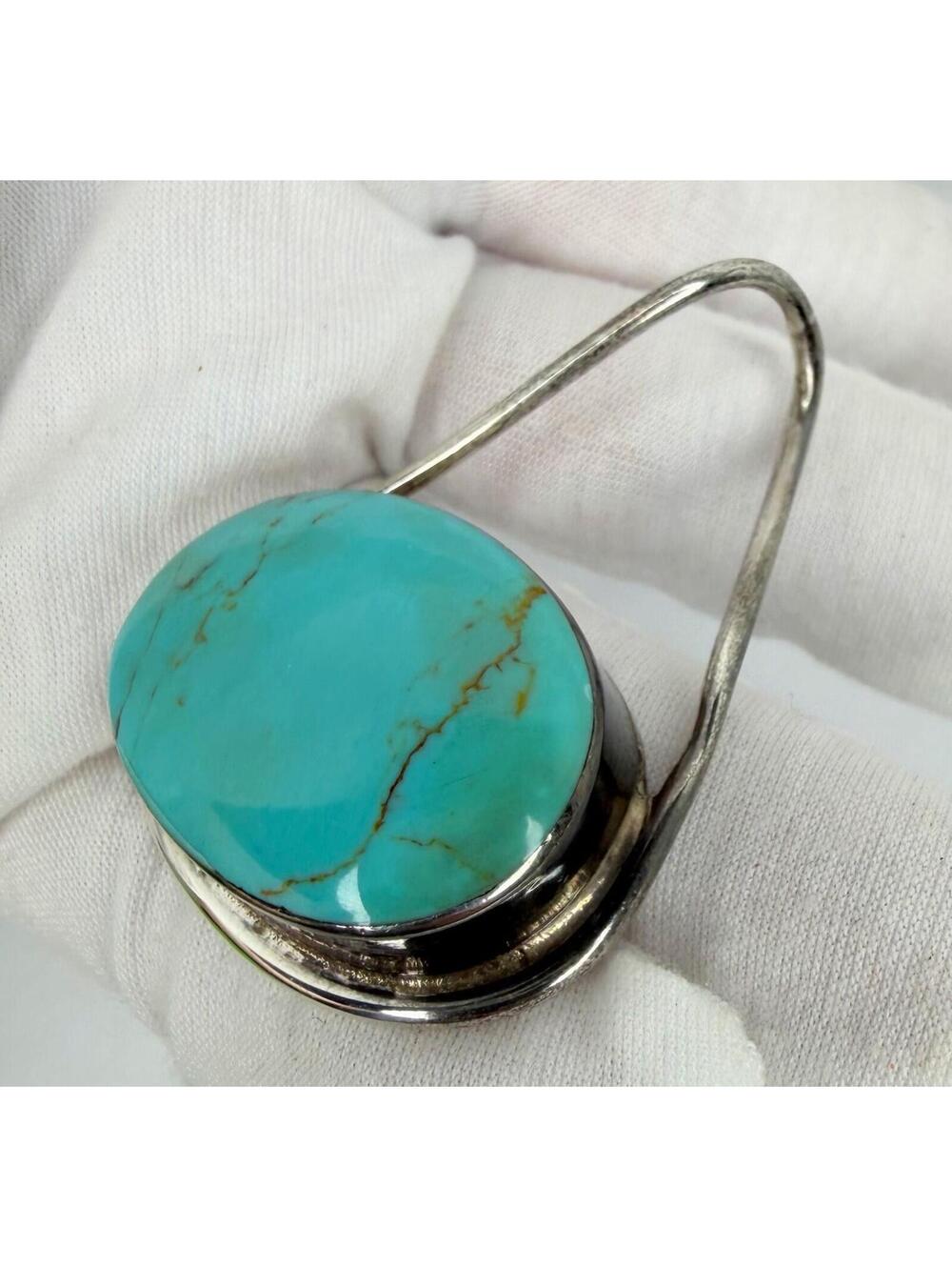 Vintage Taxco Mexico Pendant Sterling Silver Teal Turquoise TC-75 - Picture 4 of 14